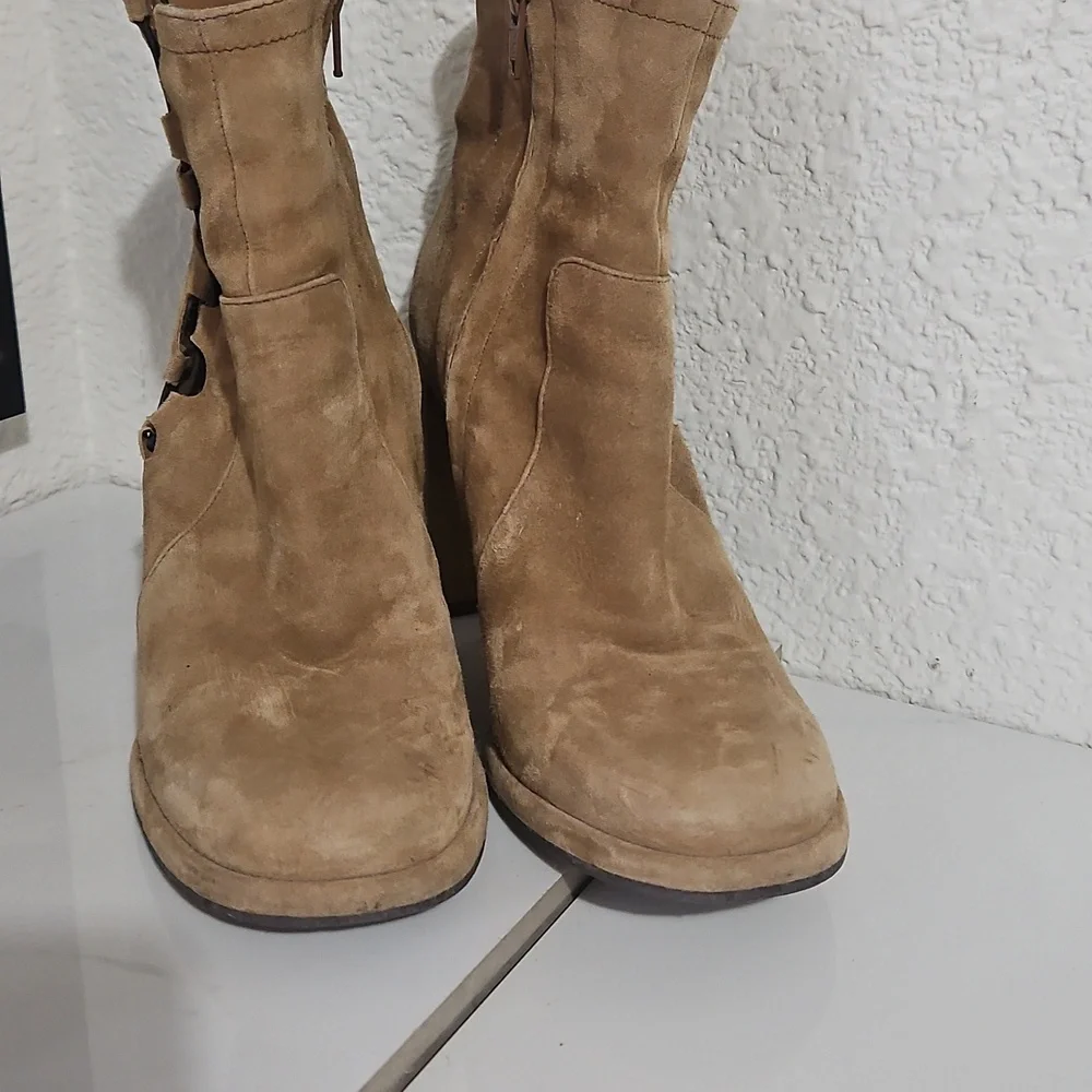 Free People Collections laced cutout suede leather ankle boots - Picture 4 of 8